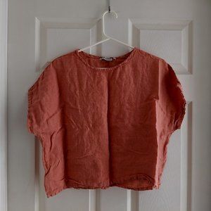 Gravel and Gold - Lotte Top in Peach Linen - Size M/L
